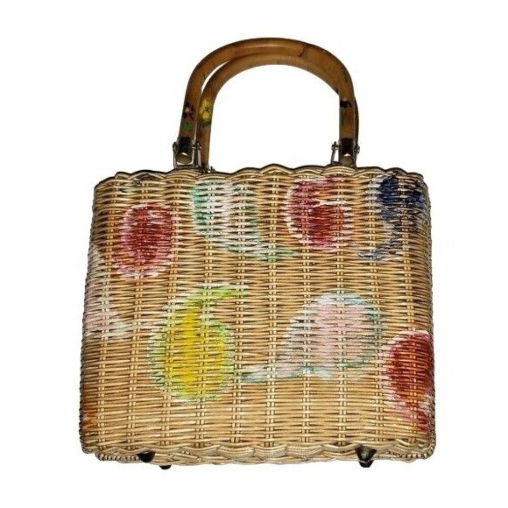 Mid Century Plastic Wicker Handbag Purse Hong Kong
